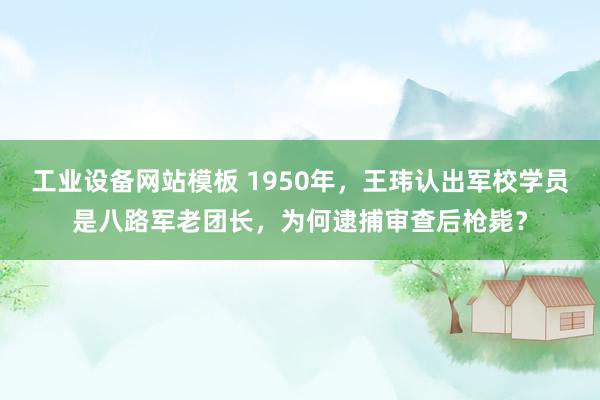 工业设备网站模板 1950年，王玮认出军校学员是八路军老团长，为何逮捕审查后枪毙？