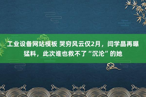 工业设备网站模板 哭穷风云仅2月，闫学晶再曝猛料，此次谁也救不了“沉沦”的她