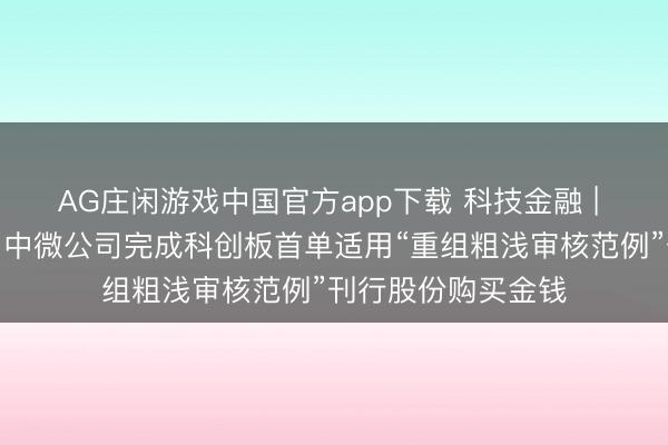AG庄闲游戏中国官方app下载 科技金融 | 中信证券独家助力中微公司完成科创板首单适用“重组粗浅审核范例”刊行股份购买金钱
