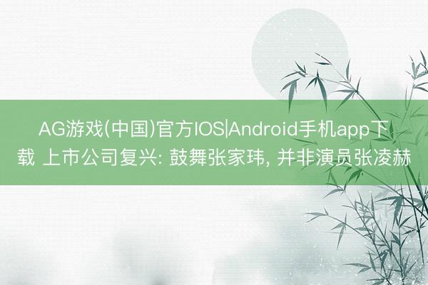 AG游戏(中国)官方IOS|Android手机app下载 上市公司复兴: 鼓舞张家玮， 并非演员张凌赫
