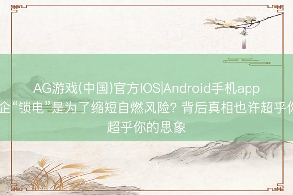 AG游戏(中国)官方IOS|Android手机app下载 车企“锁电”是为了缩短自燃风险? 背后真相也许超乎你的思象