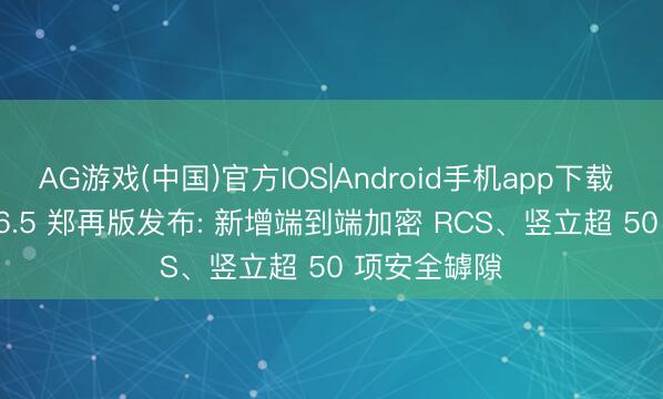AG游戏(中国)官方IOS|Android手机app下载 苹果 iOS 26.5 郑再版发布: 新增端到端加密 RCS、竖立超 50 项安全罅隙