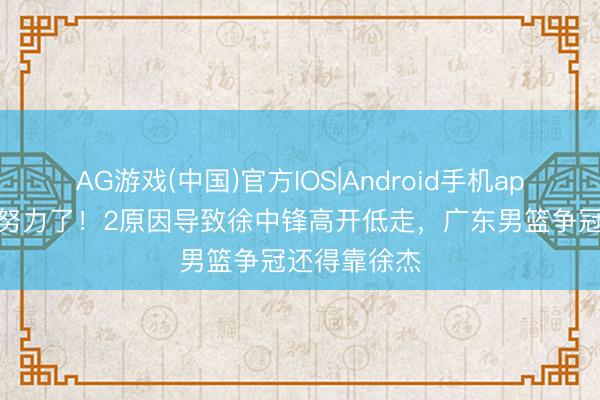 AG游戏(中国)官方IOS|Android手机app下载 徐杰努力了!2原因导致徐中锋高开低走,广东男篮争冠还得靠徐杰