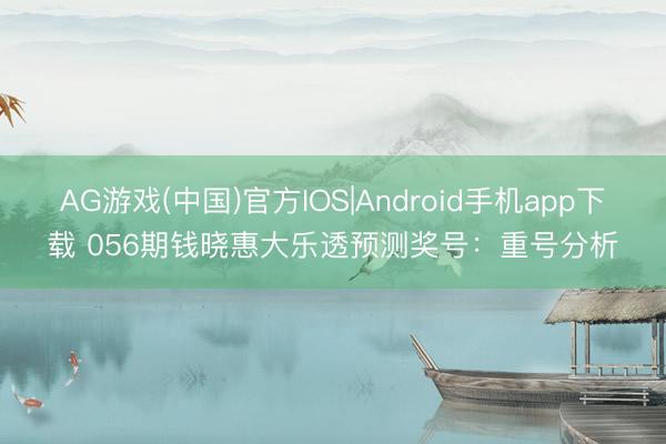 AG游戏(中国)官方IOS|Android手机app下载 056期钱晓惠大乐透预测奖号：重号分析