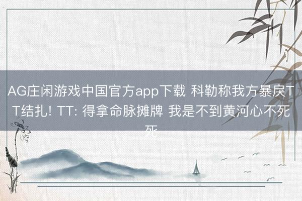 AG庄闲游戏中国官方app下载 科勒称我方暴戾TT结扎! TT: 得拿命脉摊牌 我是不到黄河心不死