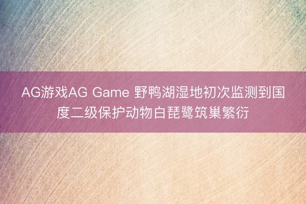 AG游戏AG Game 野鸭湖湿地初次监测到国度二级保护动物白琵鹭筑巢繁衍