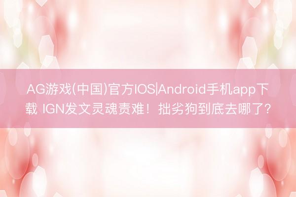 AG游戏(中国)官方IOS|Android手机app下载 IGN发文灵魂责难!拙劣狗到底去哪了?
