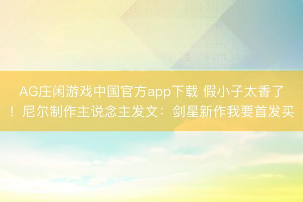 AG庄闲游戏中国官方app下载 假小子太香了!尼尔制作主说念主发文:剑星新作我要首发买